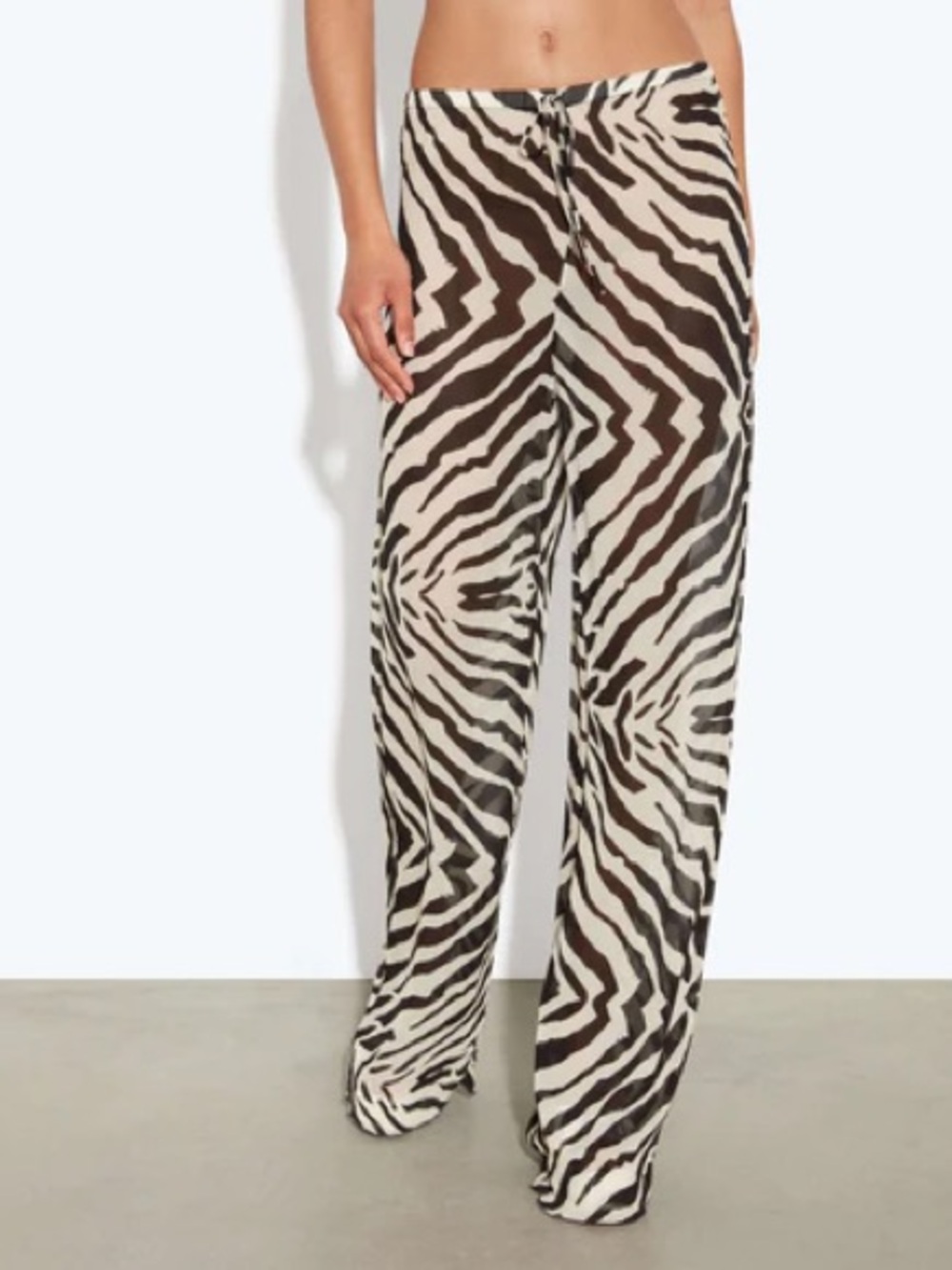 H&M Zebra Print High-Waist Trousers - Black & Cream